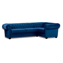 Chesterfield Style Mariot Right Corner Sofa Blue French Velvet