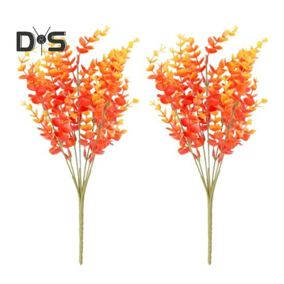 (as the picture, D) 2pcs/set Fall Artificial Flower Realistic Fake Eucalyptus Leaf Halloween Thanksgiving Harvest Festival Indoor Outdoor Faux Floral Plants Decoration
