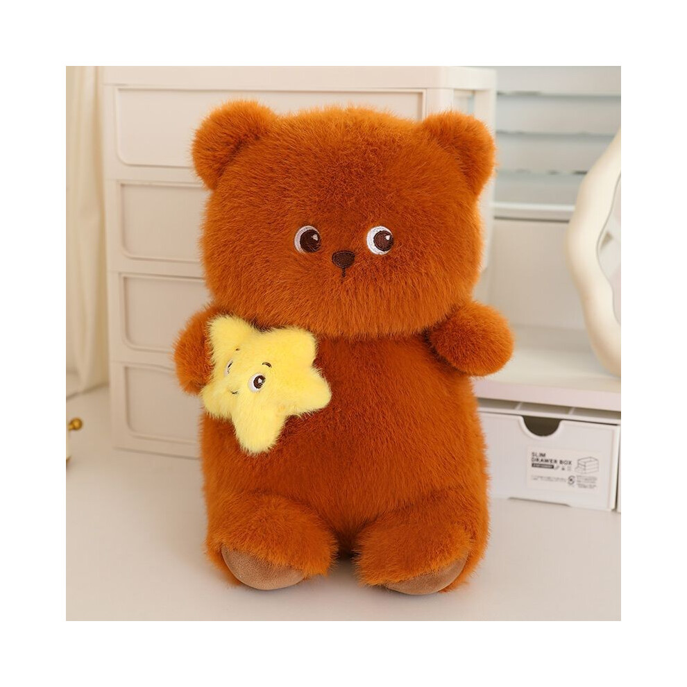 (Brown Star, 30cm) Little Bear Bow Star Pillow Doll Animal Plush Toy Children Girls Gifts Birthday-image-OPC-PH95CMZ-NEW