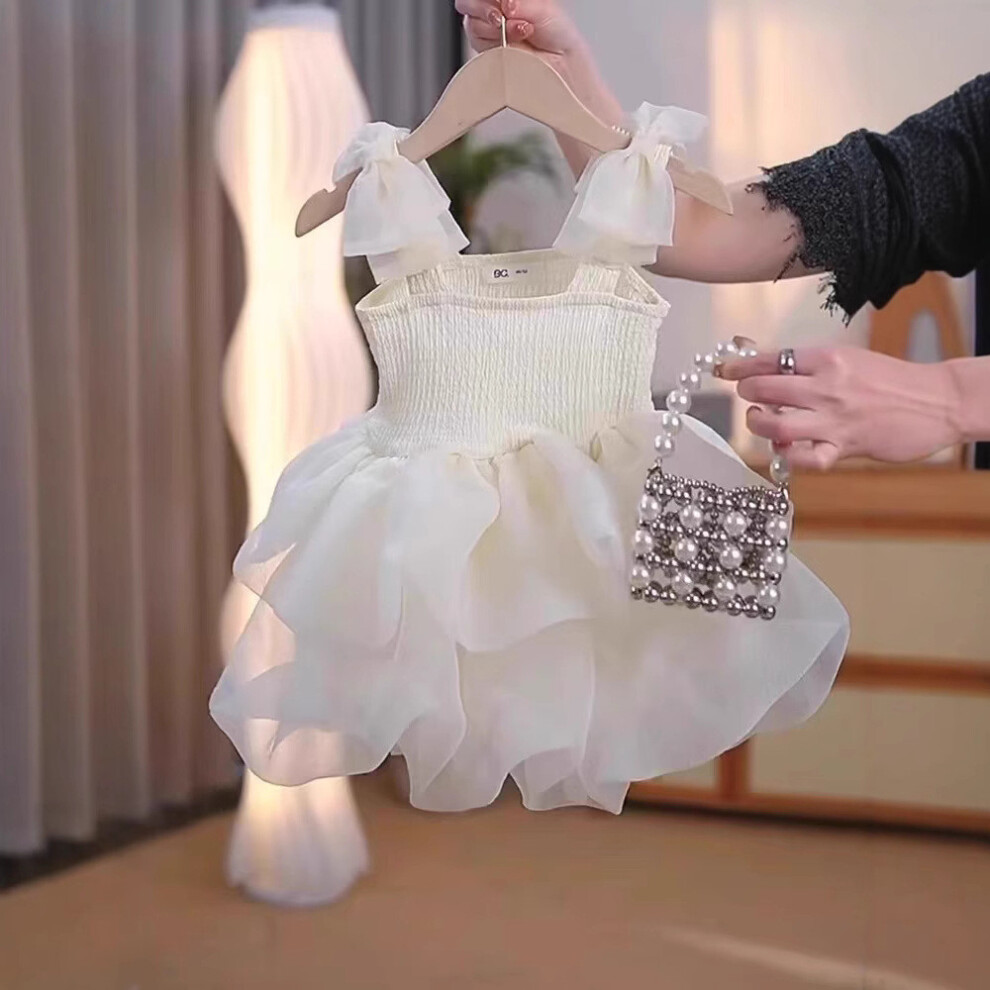 (Ivory, 90cm) Girl Summer Dress Mesh Formal Attire Princess Camisole Outdoor Dress Skirt-image-OPC-PH95J65-NEW