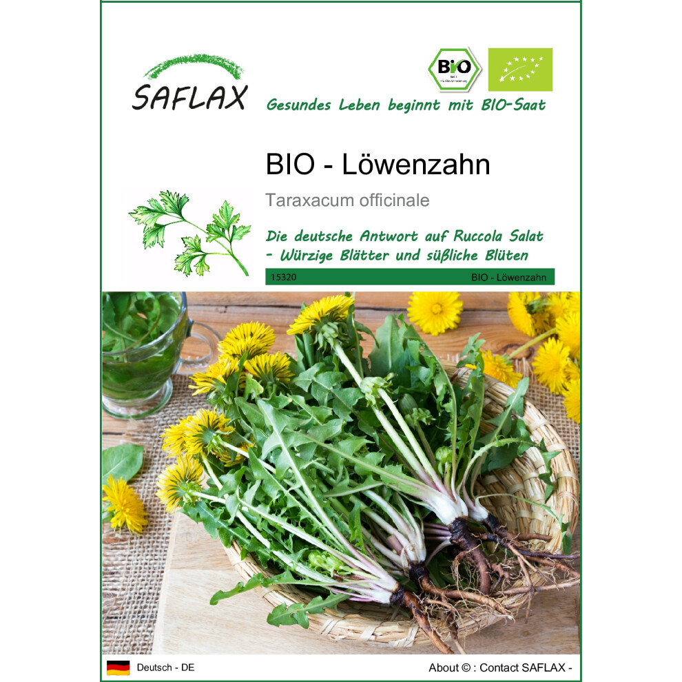 SAFLAX - Organic - Dandelion - 400 seeds  - Taraxacum officinale