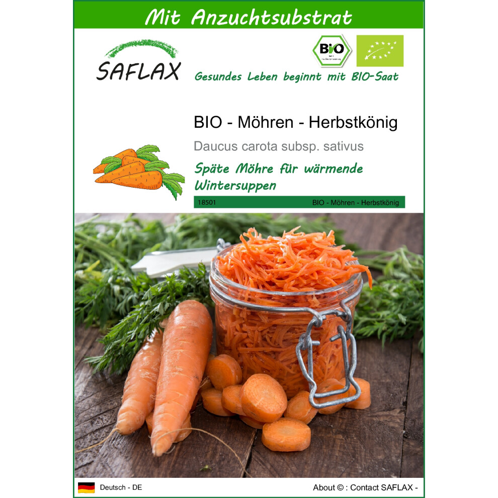 SAFLAX  - BIO - Carottes - Roi de l'automne - 1000 graines - Avec substrat - Daucus