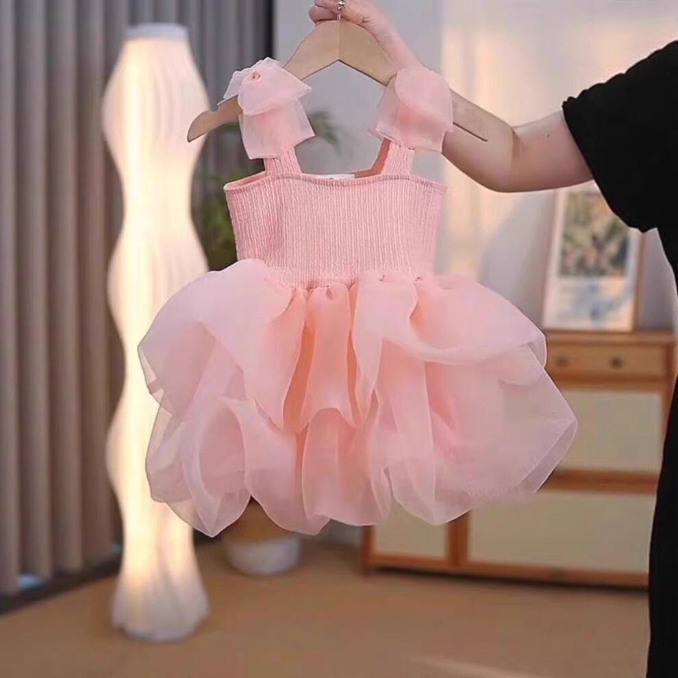 (Pink, 90cm) Summer Dress Girl Mesh Formal Attire Princess Camisole Dress Skirt Outdoor-image-OPC-PH95TX6-NEW