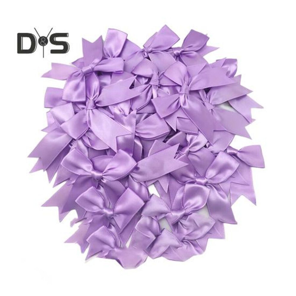 (light purple) 50 Pcs Satin Ribbon Bows 3.3" Craft Bows for Gift Wrapping Wedding Decor Sewing Scrapbooking DIY Crafts Hair Accessories