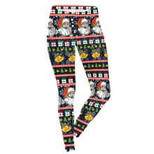 (Type2, Tag XL=US M) Ladies Stretchy Womens Snowman Xmas Reindeer Head Candy Christmas Leggings Gifts