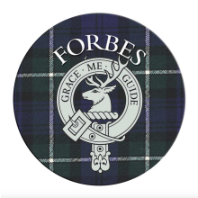 (Forbes) Single Scottish Circular Clan Crest Cork Backed Coaster - D-H Tartans
