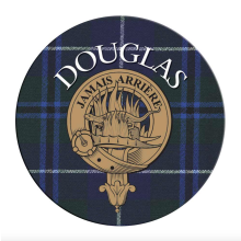 (Douglas) Single Scottish Circular Clan Crest Cork Backed Coaster - D-H Tartans