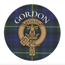 (Gordon) Single Scottish Circular Clan Crest Cork Backed Coaster - D-H Tartans