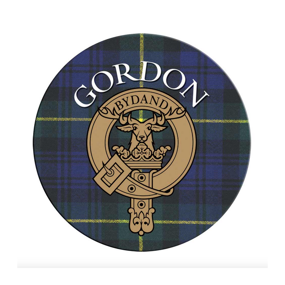 Lang Syne (Gordon) Single Scottish Circular Clan Crest Cork Backed Coaster - D-H Tartans
