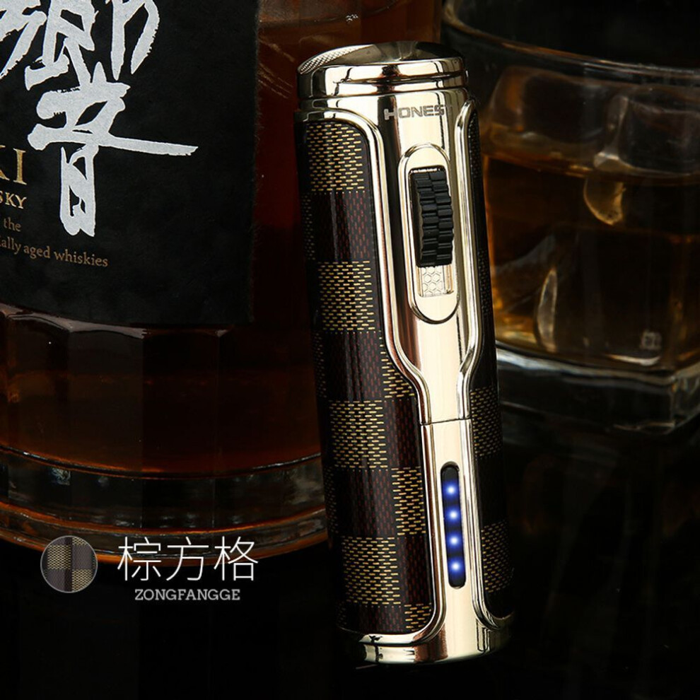 Yeuligo (Black Nickel Brushed) Honest New Internet Celebrity Charging Windproof Gas Lighters Creative Three Direct Ignition High-End Smoking Set