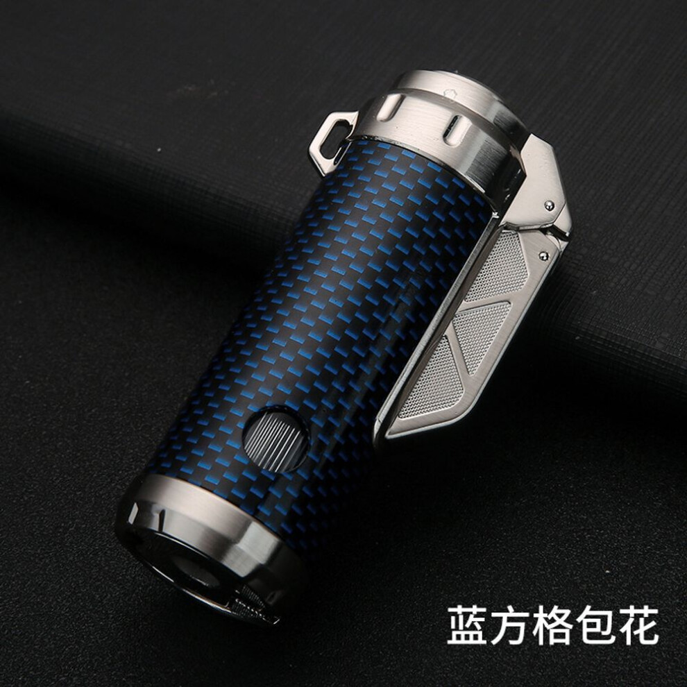 Yeuligo (Oblique Grid Carbon Fiber) Honest Windproof Gas Lighters Cigar Igniter Three-Fire Direct Burning Cigarette High-Fire Business Smoking Set Wholesale