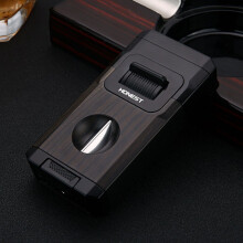 (Bright Red) Honest 2024 New Men's High-end Cigar Special Windproof Lighter Cigarette Lighter Double Fire Direct Punch Business Igniter