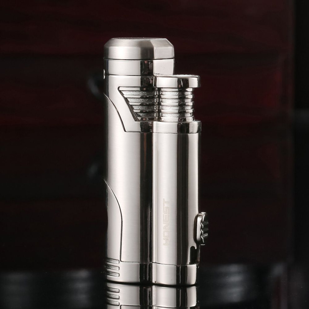 Yeuligo Blue (Metal ) Honest Double Straight Metal Windproof Lighter Creative Personality Boutique Inflatable Cigar Electronic Smoking Set Gift Wholesale