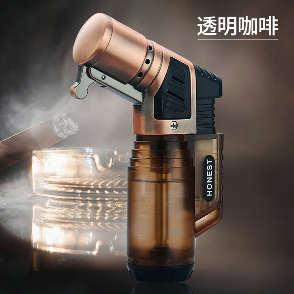 Yeuligo Red (Transparent ) Honest Elbow Metal Straight Punch Gas Lighters Portable Clear Mini Small Welding Torches Sandalwood Cigar Moxibustion Wholesale