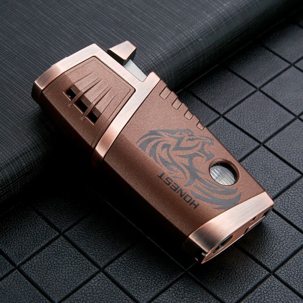 Yeuligo Black/Blue (Electrophoresis ) Honest Personality And Versatility Double Direct Punch Fire Windproof Metal Gas Lighters With Cigar Drill Smoking Set Who