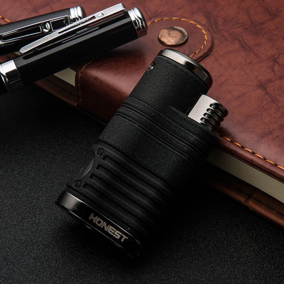 Yeuligo White/Blue ( Nickel) Honest Metal Inflatable Four-Straight Cigar Lighter Boutique Fire Multifunctional Lighter Gift Smoking Set Wholesale