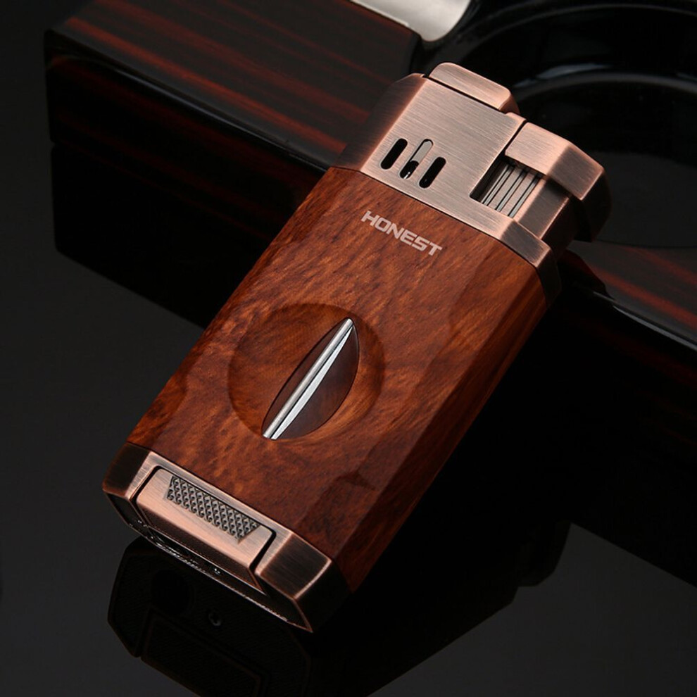 Yeuligo Red (Rubber ) Honest Creative New Double Fire Inflatable Windproof Cigar Special Lighter Cigar Cutter Igniter Durable Cigarette Lighter Batch