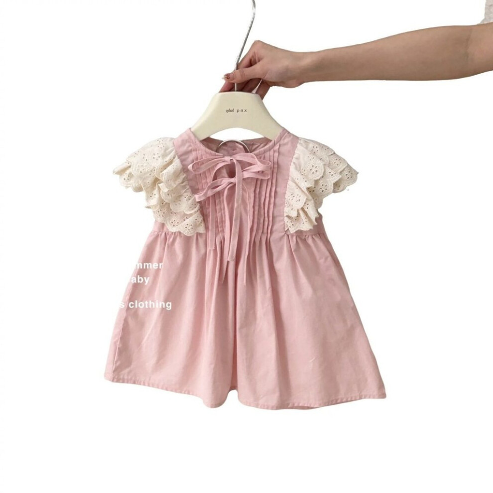 (120 CM) Girl Summer Dress Cotton Soft Fabric With Ruffle Trim For Kids Wear Casual-image-OPC-PH965YZ-NEW