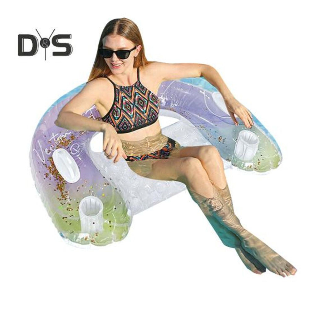 (as the picture, F) Inflatable Pool Float For Adults Pvc Pool Floating Lounge Chair With Cup Holder Summer Beach Pool Lounger For Party Water Fun