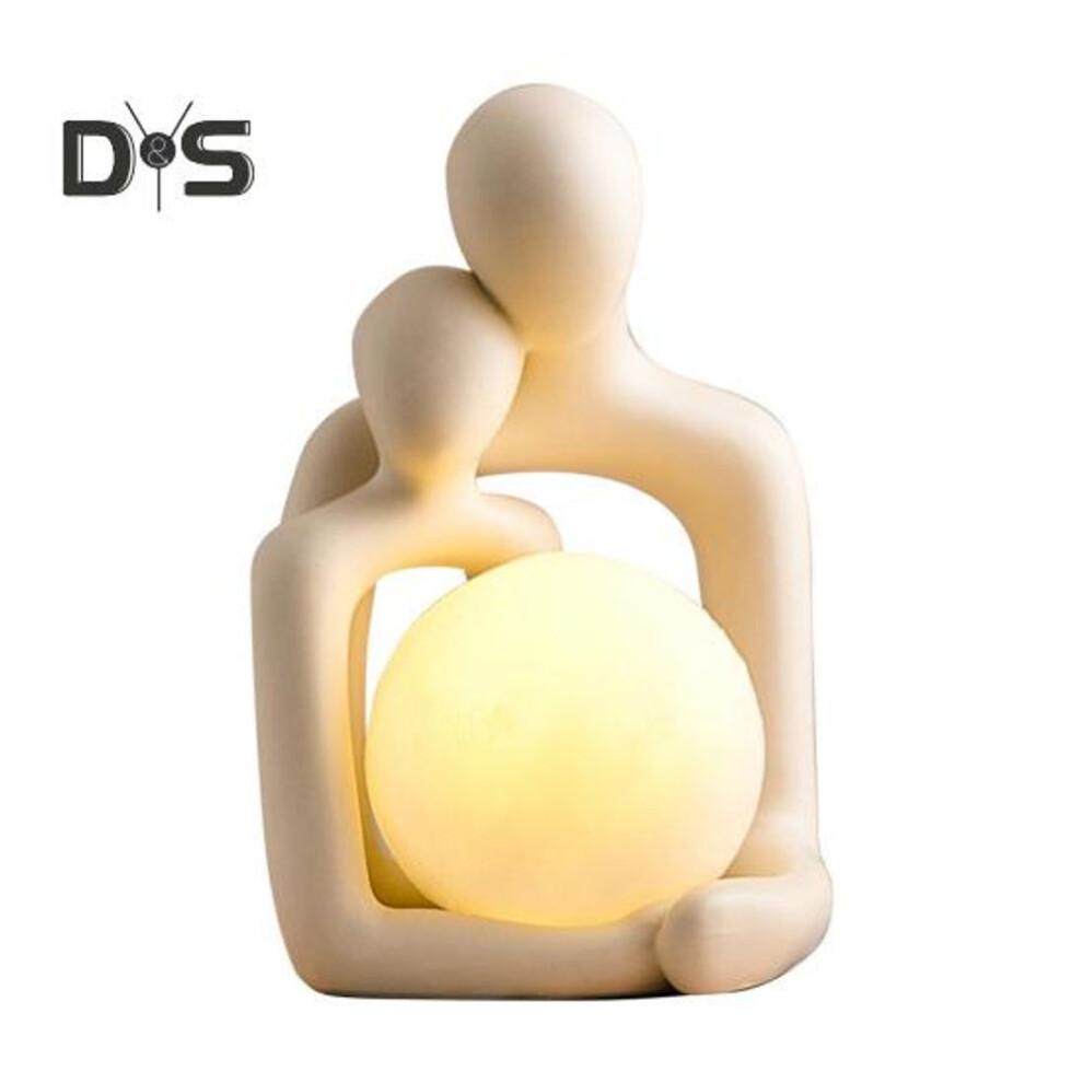 (as the picture, B) Abstract Hugging Couple Night Light Modern Ceramic Couple Desk Light Home Office Bedroom Bedside Decorative Led Table Lamp