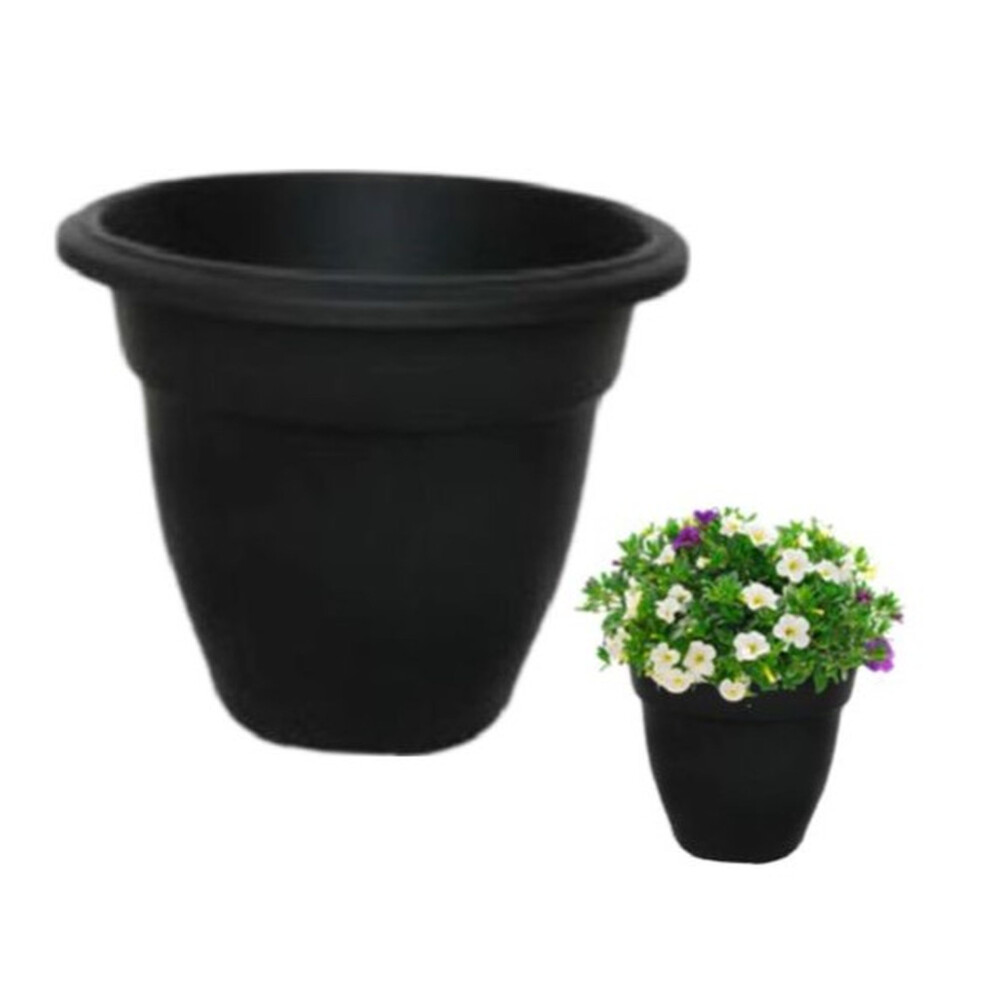 Black Round Bell Plant Pot 30cm Small Plastic Bell Planter Patio Pot-image-OPC-PH968J5-NEW