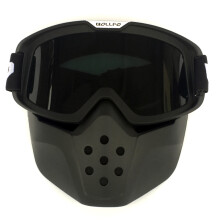 (BOF-40 Zwart Zwart) Maskerbril Motocrossbril Motorfiets Shark Helmbril Retro Open Gezicht