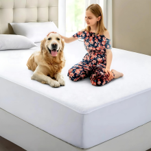 (Double: 135 x 190 cm) White Waterproof Mattress Protector Terry Towel