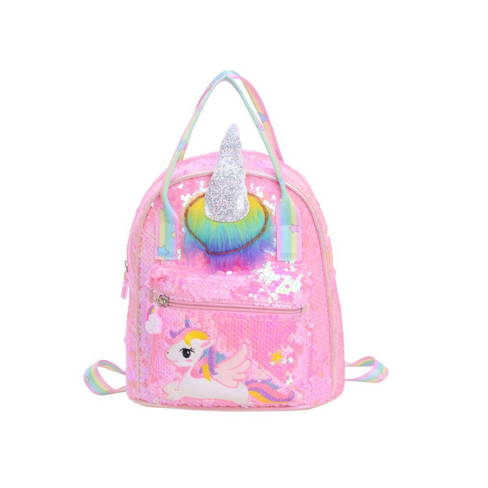 (Rose Red) Unicorn Colorful Pattern With Sequins Children For Kindergarten Backpack-image-OPC-PH96DD5-NEW