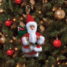 24cm Red and White Traditional Hanging Santa Christmas Pendant