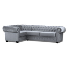 Chesterfield Style Mariot Left Corner Sofa Grey French Velvet
