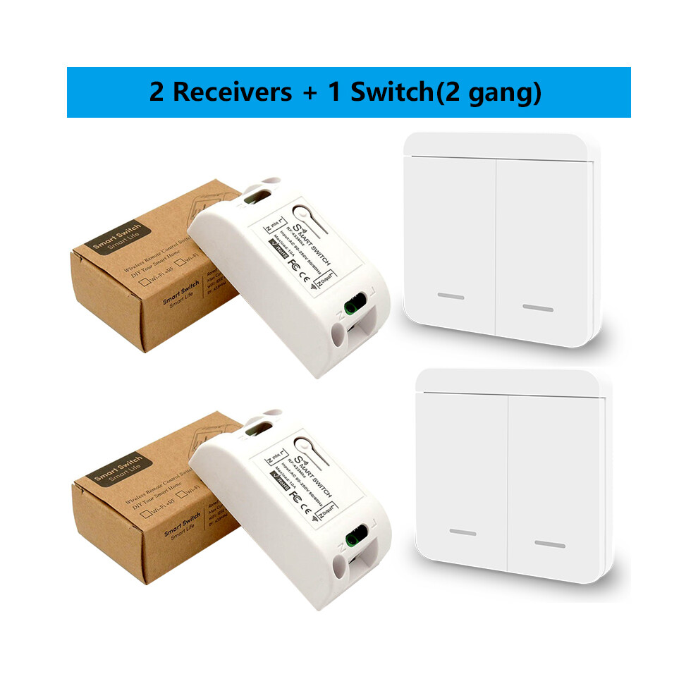 Interrupteur intelligent à bouton-poussoir LED (2R 2W) 433 MHz, télécommande sans fil universelle, AC90