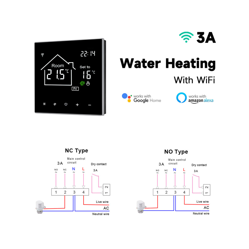 (Chauffage de l'eau WiFi) Thermostat intelligent Tuya Wifi Écran tactile LCD pour chauffage au sol électrique
