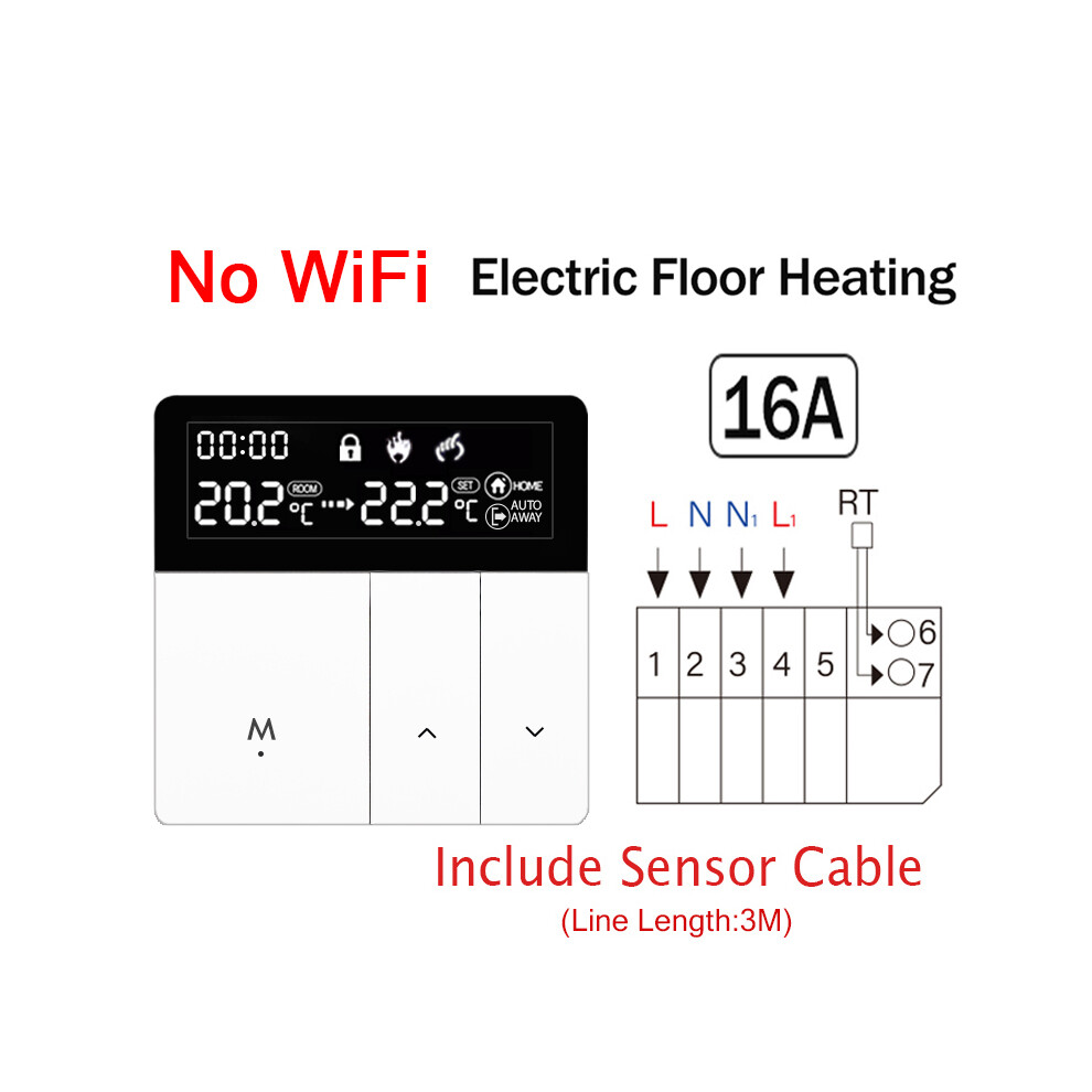 (W-GB) Thermostat intelligent Tuya Wifi Chauffage au sol électrique Trv Eau Chaudière à gaz Température