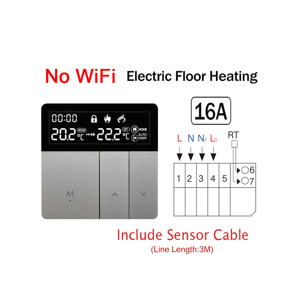 (Y-GB) Thermostat intelligent Tuya Wifi Chauffage au sol électrique Trv Eau Chaudière à gaz Température
