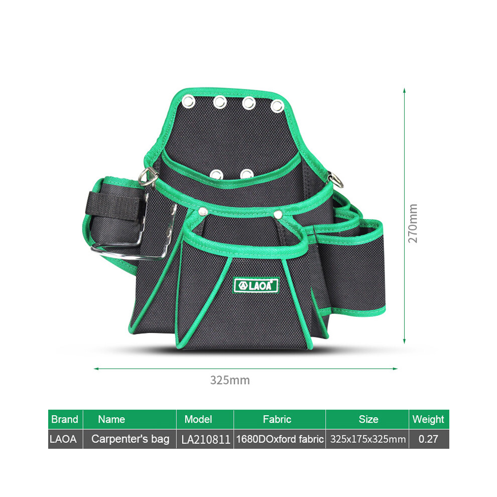 (Sac LA210811) Sac à outils de menuiserie LAOA avec poche ceinture, grande capacité, avec ceinture,