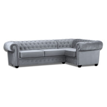 Chesterfield Style Mariot Right Corner Sofa Grey French Velvet