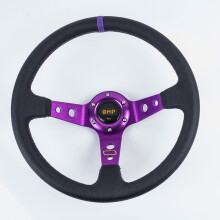 Universelles 14-Zoll Rennlenkrad Deep-Corn-Drifting, Wildleder, 350 mm, Logo, Kohlefaser-Verstärkt, Schwarz eloxiert