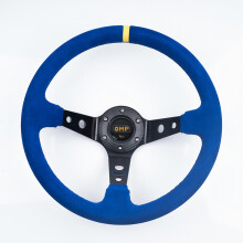 (Azul Gamuza) Volante de Carreras de Autos Universal de 14 Pulgadas Omp 350 mm Gamuza/PVC/ABS para Derrapes de