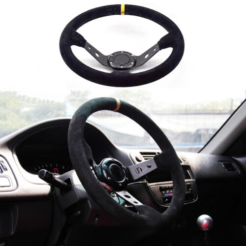 (Mockablå) Universal 14 Inch Omp 350 mm Mocka/pvc/abs Auto Racing rattar Deep Corn Drifting 1