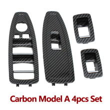 (Modell A Carbon Set)Bil Fordon Innerdörr Kolfiber Beige Svart Glas Kontrollomkopplare Panelkåpa