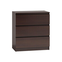 (Wenge, 40D x 70W x 77H cm (3 Drawers)) Drawer Dresser – Modern Wooden Chest for Bedroom Storage