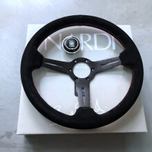 (Black Suede)Jdm Nardi Suede Leather Steering Wheel 14 Inch 350mm Corn Drift Sport Nd Racing Steering