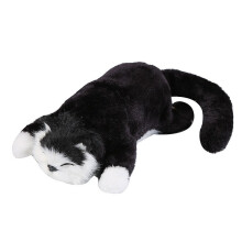 (Black) Electric Pet Cat Plush Toy With Meowing And Rolling Function Doll Stuffed Gift