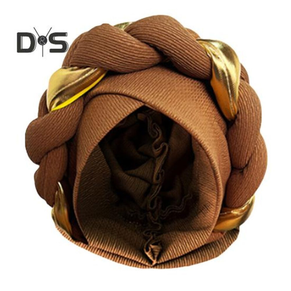 (brown) Women Hat Twisted Knitted High Elasticity Anti-slip Beanie Color Matching Ethnic Style Middle East Area Traditional Vintage Windproof Hair Protection
