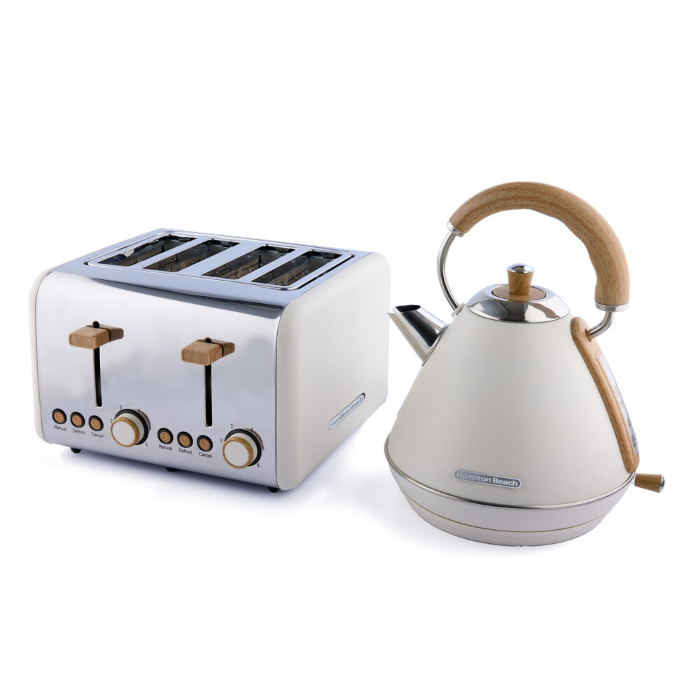 Hamilton Beach Cream Scandi Pyramid Kettle & Toaster Set - Image 4