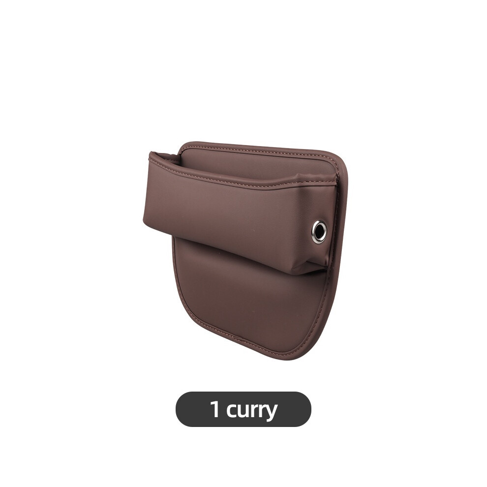 (marron foncé 1pc Chine) Console de voiture en cuir PU, fente de siège latéral, boîte de rangement avec