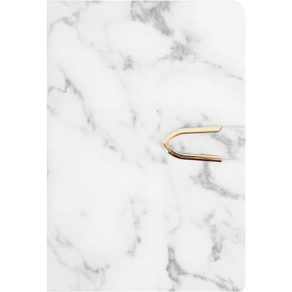 White Marble Hardcover Notebook Colleged Ruled Notebook Magnetic Snap Journal Light Grey-image-OPC-PH98GNT-NEW