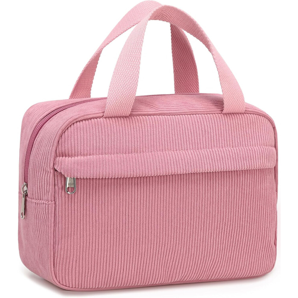 Tianfu Makeup Bag For Women Girls Cute Corduroy Travel Cosmetic Tote Large Make Up Organizer Toiletry Bags Zipper Pouch Purse