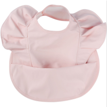 Waterproof Baby Bib for Baby Girl - Better Than Silicone, Wipe Clean and Washable - Toddler Bibs with Food Catcher-Pink