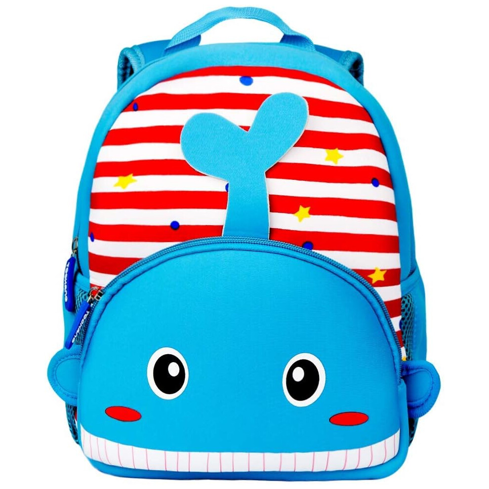 Toddler Pre-school Waterproof School Bag, 3D Cute Cartoon Neoprene Animal School Bag for 1-6 Years Boys and Girls, Whale Pattern-image-OPC-PH98J7H-NEW